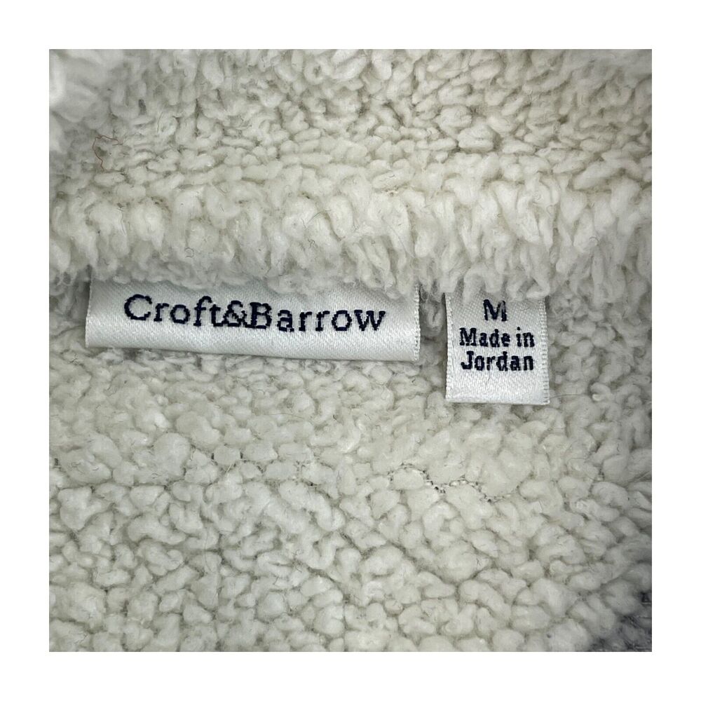 Croft & Barrow Cardigan Sweater Women's Medium Gray Fleece Snowman Full Zip - Picture 3 of 9